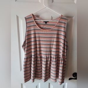 Woman's Lane Bryant sleeveless multi-colored striped shirt. Size 26/28